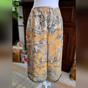 Vintage KAREN KANE LIFESTYLE CHAMPAGNE TOILLE PRINT SKIRT Size Medium